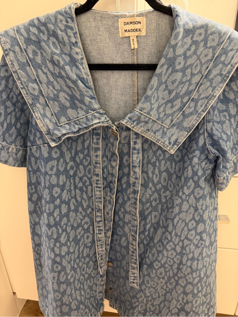Damson Madder Light Blue Leopard Denim dress